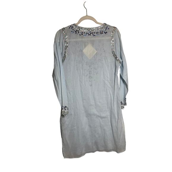 NWT Juliet Dunn Blue Embellished Tunic Sz. 2 (US 6/8) - Picture 6 of 8
